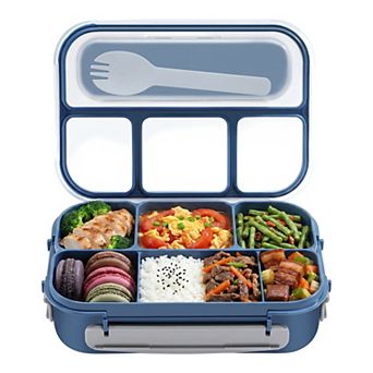 Bento Box Adult Lunch Box, 1.3L Leak-Proof Meal Prep Container with Built-in Fork Slot for Work