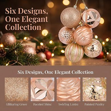 Painted Electroplated Balls 6 Pack Metallic Sphere Orbs Shatterproof Hanging Tree Ornaments