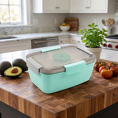9.3"x3.7"x5.1" 1.1L Leak-Proof Bento Box with Dressing Cup for Work Travel