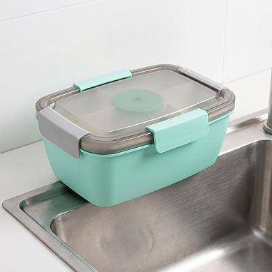 9.3"x3.7"x5.1" 1.1L Leak-Proof Bento Box with Dressing Cup for Work Travel