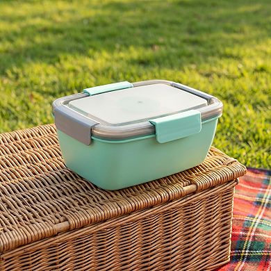 9.3"x3.7"x5.1" 1.1L Leak-Proof Bento Box with Dressing Cup for Work Travel