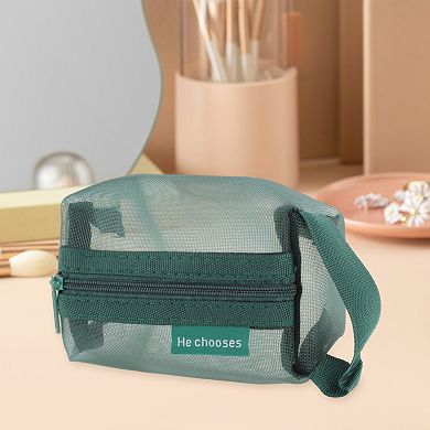 1Pc Lightweight Square Mesh Makeup Bag for Travel