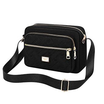 Quilted Cross-body Bag for Women Fashion Casual Shoulder Bag with Multi Zipper Pockets