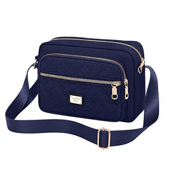 Quilted Cross-body Bag for Women Fashion Casual Shoulder Bag with Multi Zipper Pockets