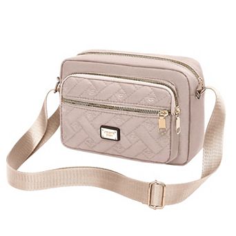 Quilted Cross-body Bag for Women Fashion Casual Shoulder Bag with Multi Zipper Pockets