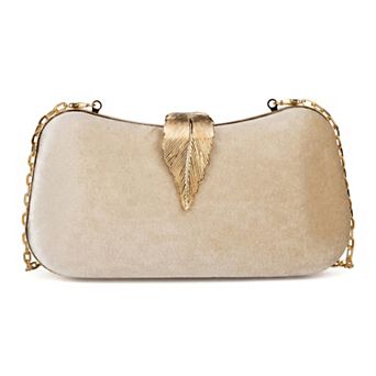 Velvet Evening Clutch Purse for Women Hard Shell Handbag with Removable Chain Strap