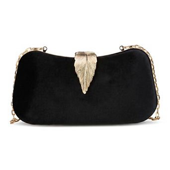 Velvet Evening Clutch Purse for Women Hard Shell Handbag with Removable Chain Strap