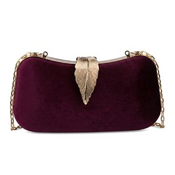 Velvet Evening Clutch Purse for Women Hard Shell Handbag with Removable Chain Strap