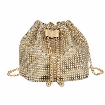 Sparkly Rhinestone Crossbody Bag for Women Fashion Bucket Shoulder Bag with Chain Strap