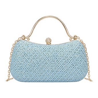 Shiny Rhinestone Box Clutch Bag for Women Versatile Evening Handbag with Removable Chain Strap