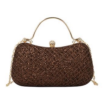 Shiny Rhinestone Box Clutch Bag for Women Versatile Evening Handbag with Removable Chain Strap
