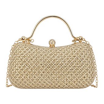 Shiny Rhinestone Box Clutch Bag for Women Versatile Evening Handbag with Removable Chain Strap