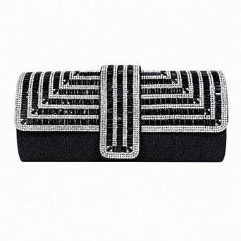Sparkly Rhinestone Evening Clutch for Women Envelope Style Handbag with Silver Chain Strap