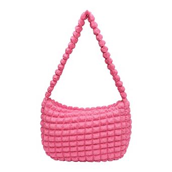 Ruched Cloud Shoulder Bag for Women Soft Quilted Cross-body Purse with Zipper Closure
