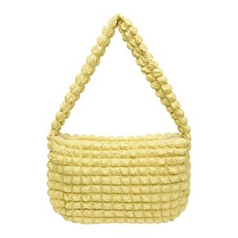 Ruched Cloud Shoulder Bag for Women Soft Quilted Cross-body Purse with Zipper Closure