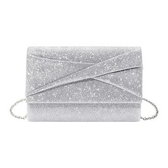 Clutch Bags for Women Evening Bag with Twisted Fold Detail and Detachable Chain Strap