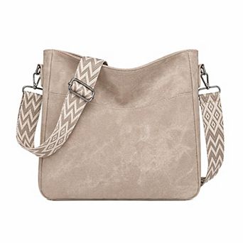 Retro Style Crossbody Bags for Women Shoulder Bag with Adjustable Buckle and Distressed Texture