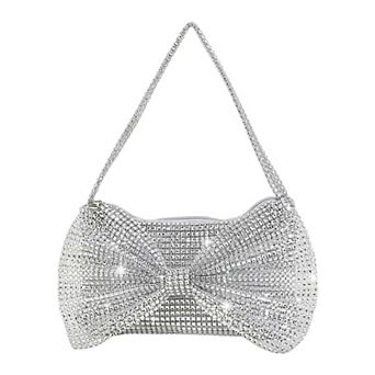 Sparkly Evening Shoulder Bags for Women with Bow Detail and Shiny Plastic Studded Surface