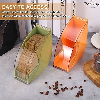 Coffee Filter Holder, Acrylic Cone Filter Storage Box with Dustproof Cover