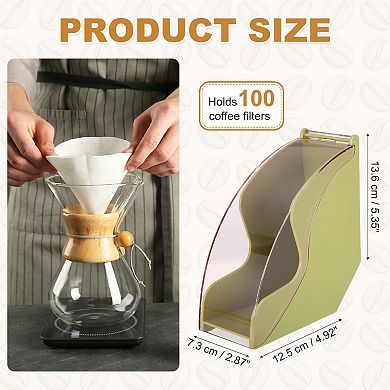 Coffee Filter Holder, Acrylic Cone Filter Storage Box with Dustproof Cover