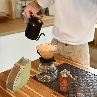 Coffee Filter Holder, Acrylic Cone Filter Storage Box with Dustproof Cover