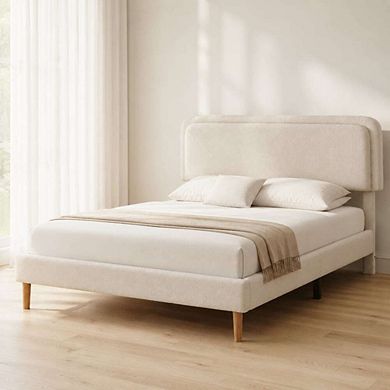 GOODSILO Upholstered Platform Bed Frame with Adjustable Headboard