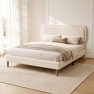 GOODSILO Upholstered Platform Bed Frame with Adjustable Headboard