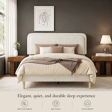 GOODSILO Upholstered Platform Bed Frame with Adjustable Headboard
