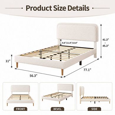 GOODSILO Upholstered Platform Bed Frame with Adjustable Headboard