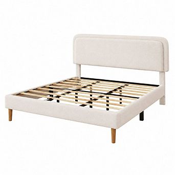 GOODSILO Upholstered Platform Bed Frame with Adjustable Headboard