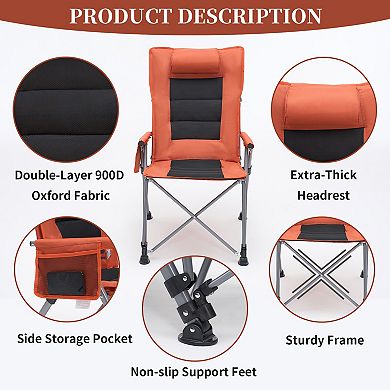 5-Position Adjustable Reclining Camping Chair, Side Pocket and Carry Bag