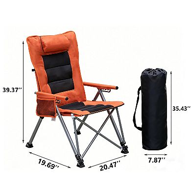 5-Position Adjustable Reclining Camping Chair, Side Pocket and Carry Bag