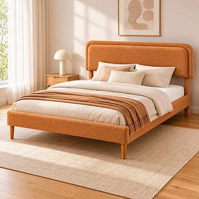 GOODSILO Upholstered Platform Bed Frame with Adjustable Headboard