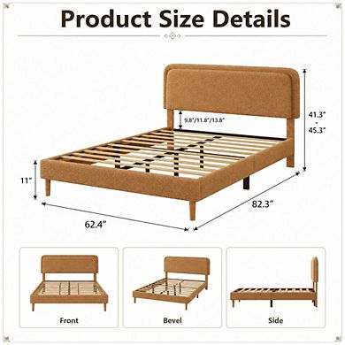 GOODSILO Upholstered Platform Bed Frame with Adjustable Headboard