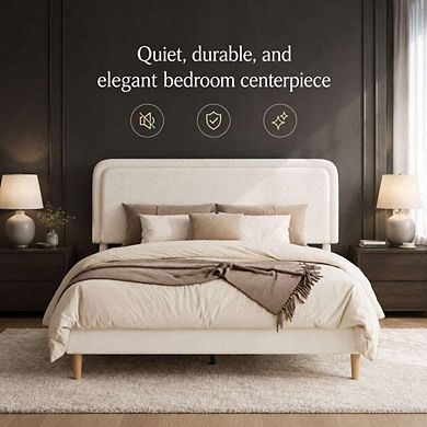 GOODSILO Upholstered Platform Bed Frame with Adjustable Headboard