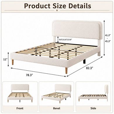 GOODSILO Upholstered Platform Bed Frame with Adjustable Headboard