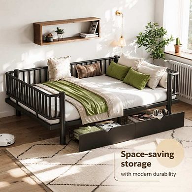 GOODSILO Metal Platform Bed with Storage Drawers, Low Profile