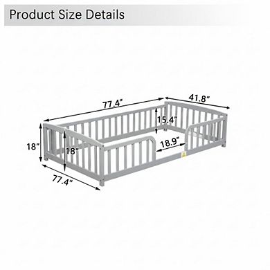 GOODSILO Floor Fence Bed with Central Entrance and Guardrails