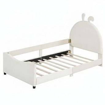 GOODSILO Twin Size Upholstered Daybed with Rabbit Ear Headboard