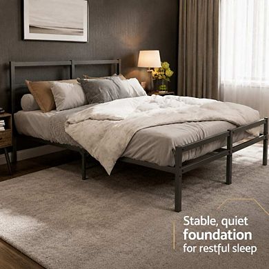 GOODSILO Metal Platform Bed Frame with Headboard, No Box Spring Needed