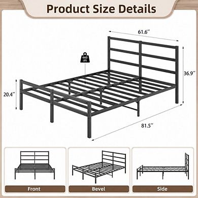 GOODSILO Metal Platform Bed Frame with Headboard, No Box Spring Needed