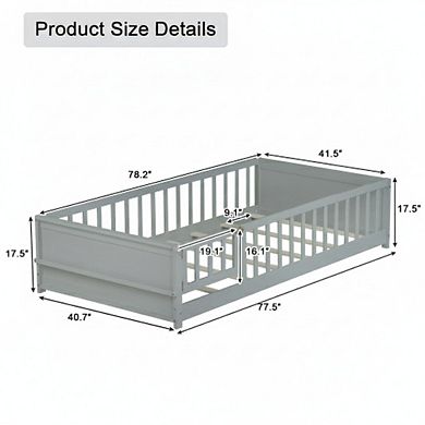 GOODSILO Twin Size Floor Bed with Built-in Book Rack and Door