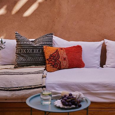 Desert Stripe Embroidered Cactus Silk Pillow
