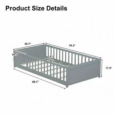 GOODSILO Twin Size Floor Platform Bed with Built-in Book Rack