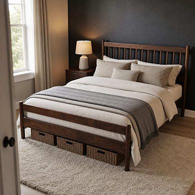 GOODSILO Queen Size Platform Bed with Headboard Footboard Sturdy Pine Frame