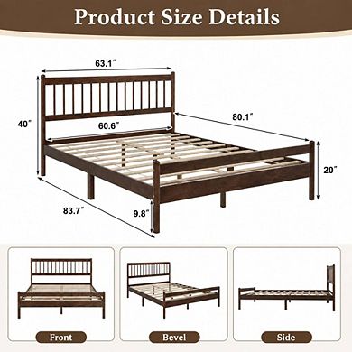 GOODSILO Queen Size Platform Bed with Headboard Footboard Sturdy Pine Frame