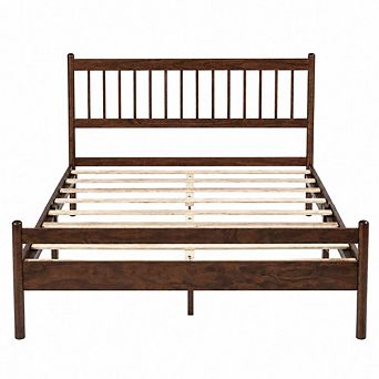 GOODSILO Queen Size Platform Bed with Headboard Footboard Sturdy Pine Frame