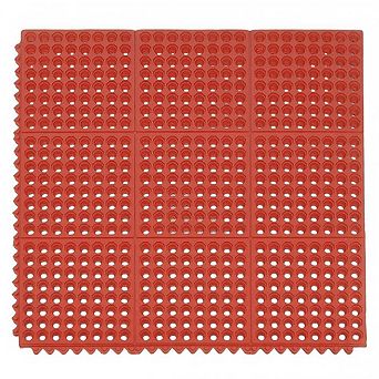 Red Rubber Anti-Fatigue Kitchen Mat, 90x90x1.2cm, Thick Non-Slip Floor Mat