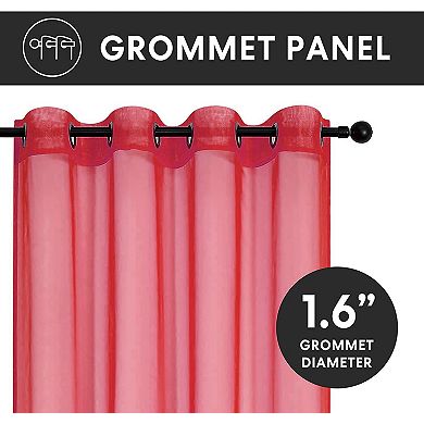 Kate Aurora 2 Piece Extra Long Grommet Top Sheer Voile Window Curtain Pair