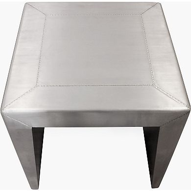 HomeRoots 24" Silver Aluminum and Solid Wood Square Sled End Table